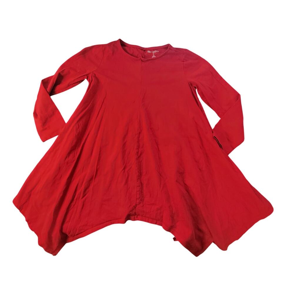 Roaman's Red Long Sleeve Draped Hem Scoop Neck Shirt - 12s
